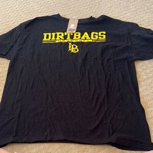 Long Beach State Dirtbags baseball tee Blue 84 Black T-Shirt with Yellow Print